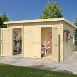 Redskabsskur Borup 9 m&sup2; med 2 rum, enkelt- og dobbeltdr - Guldklasse