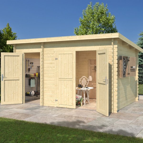 Redskabsskur Borup 9 m&sup2; med 2 rum, enkelt- og dobbeltdr - Guldklasse