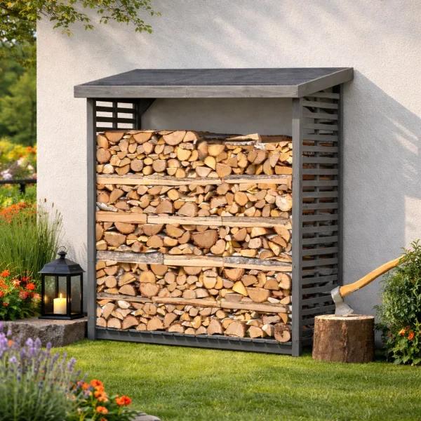 Br�ndeskur model 4 i gr� trykimpr�gneret tr� � uden bagv�g