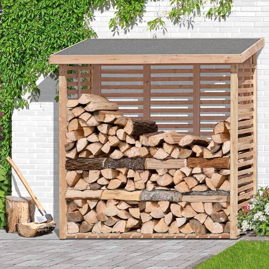 Brændeskur model 4 i lærk - Brændeskur - jmkiil.dk