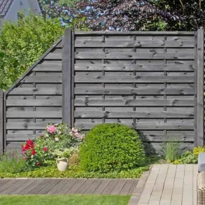 Lukket lamelhegn i gr� 180x180cm - model Bramming 
