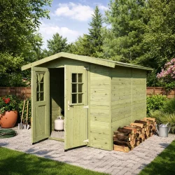 Redskabsskur i elementer  model Br&uuml;gge 4,8 m&sup2; - S�lvklasse