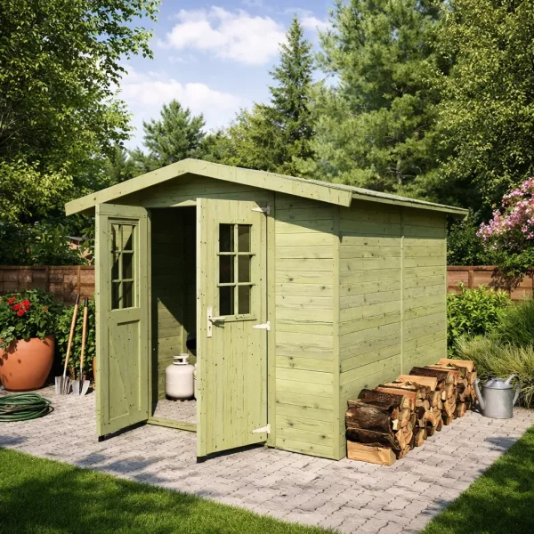 Redskabsskur i elementer  model Br&uuml;gge 4,8 m&sup2; - S�lvklasse