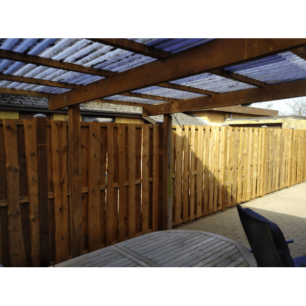 Kalmar hegn i brun trykimprgnering frdigsamlet model "Skibby" 180x180cm (BxH)