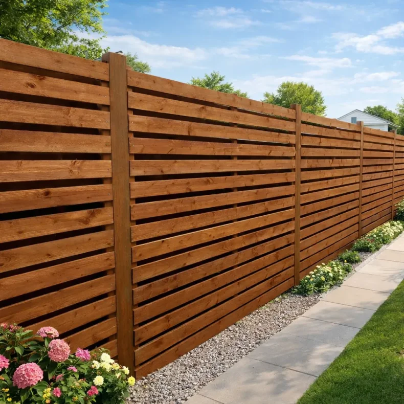 Plankev�rk i brunt trykimpr�gneret tr� model Fr�slev - Guldklasse