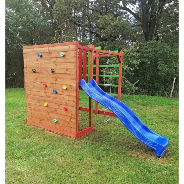 Carlo klatrestativ / legeplads m. rutsjebane, klatrevg, klatrestige, armgang og mere