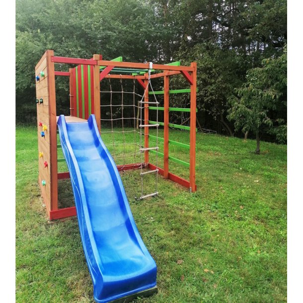 Carlo klatrestativ / legeplads m. rutsjebane, klatrevg, klatrestige, armgang og mere