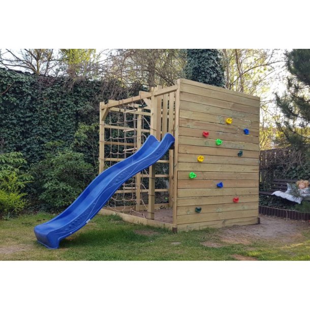 Carlo klatrestativ / legeplads m. rutsjebane, klatrevg, klatrestige, armgang og mere