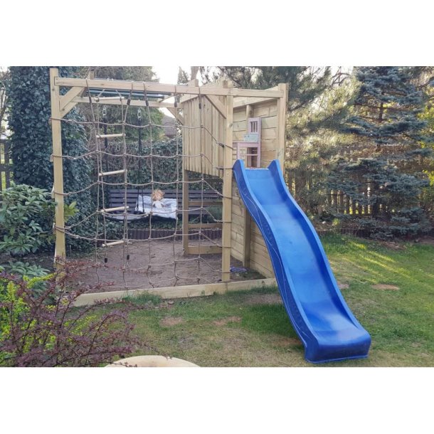 Carlo klatrestativ / legeplads m. rutsjebane, klatrevg, klatrestige, armgang og mere