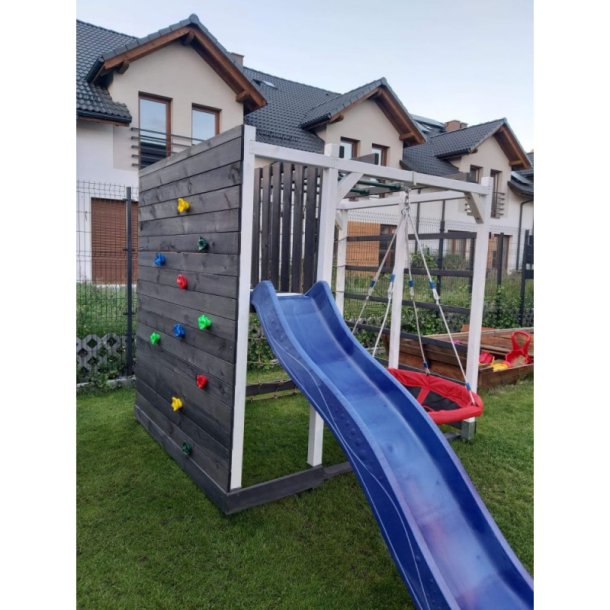 Carlo klatrestativ / legeplads m. rutsjebane, klatrevg, klatrestige, armgang og mere