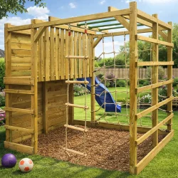 Carlo klatrestativ / legeplads m. rutsjebane, klatrev�g, klatrestige, armgang og mere