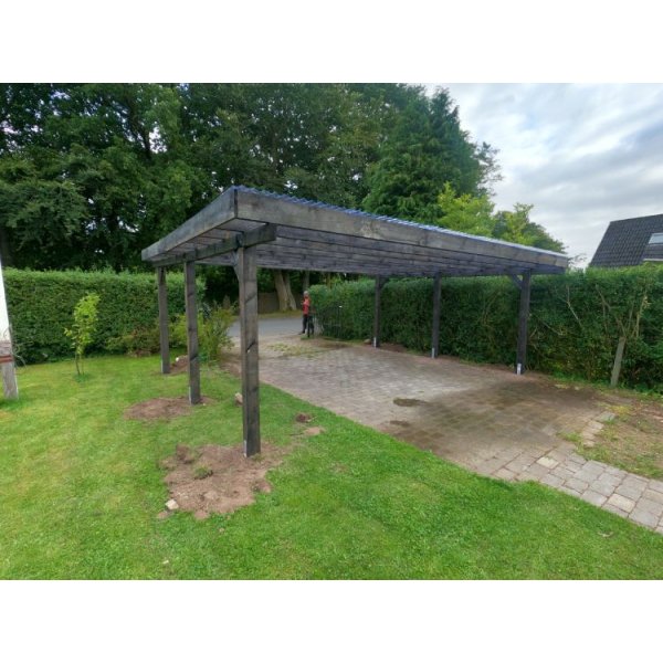 Slvklasse: Jmkiil dobbeltcarport med fladt tag i gr 603x505cm (BxL)