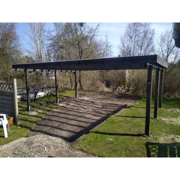 Slvklasse: Jmkiil dobbeltcarport med fladt tag i gr 603x505cm (BxL)