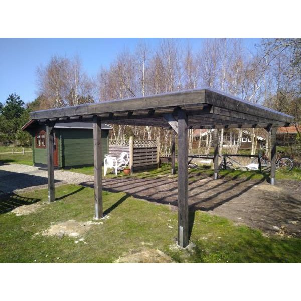 Slvklasse: Jmkiil dobbeltcarport med fladt tag i gr 603x505cm (BxL)