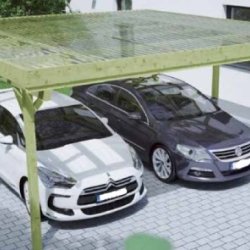 Dobbeltcarport med fladt tag – model “Bov” 500x510 cm - Bronzeklasse