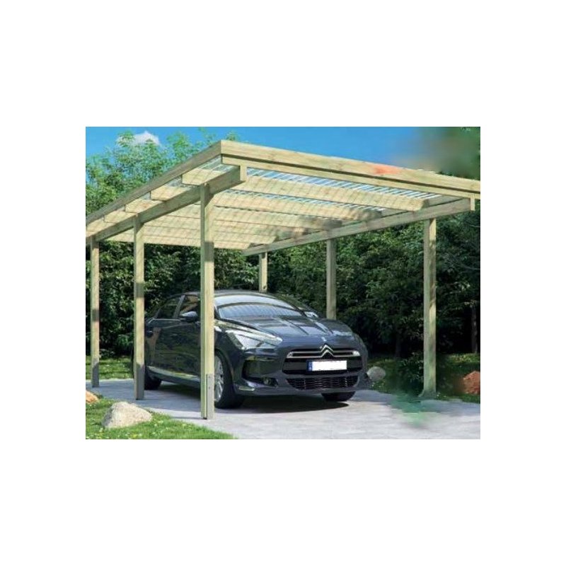 Bronzeklasse: Budget enkeltcarport med fladt tag model "Brorsbl" 304x510cm (BxL)