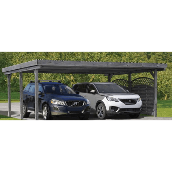Slvklasse: Jmkiil dobbeltcarport med fladt tag i gr 603x505cm (BxL)