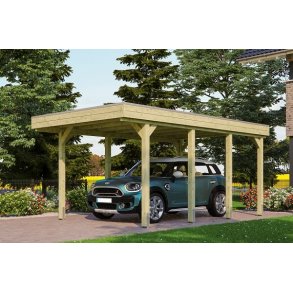 Platinklasse: Hjemsted Premium enkeltcarport med fladt tag 314x555cm (BxL)