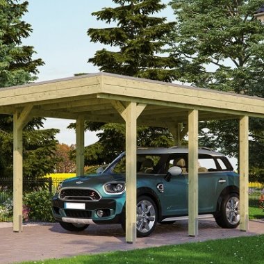 Hjemsted Premium enkeltcarport med fladt tag 314x555cm (BxL) (carport model)