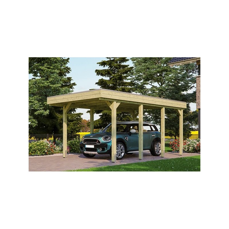 Platinklasse: Hjemsted Premium enkeltcarport med fladt tag 314x555cm (BxL)