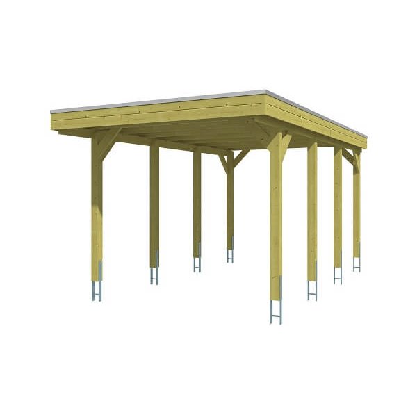 Platinklasse: Hjemsted Premium enkeltcarport med fladt tag 314x555cm (BxL)