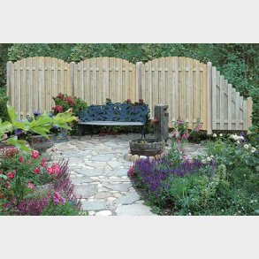 Plankehegn med bue 180x180/160cm i trykimpr�gneret - model Castella