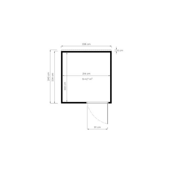 Cubo havehus model 2 på 5,1m2 i ubehandlet træ