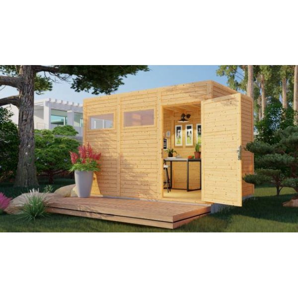 Cubo havehus model 3 på 7,65m2 i ubehandlet træ