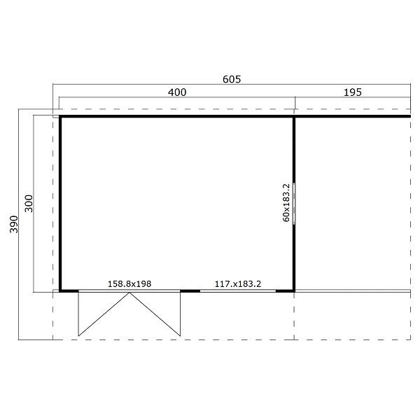 Hjemsted Eksklusiv anneks/havehus model 9 i ubehandlet p 11,39m2 + udhng