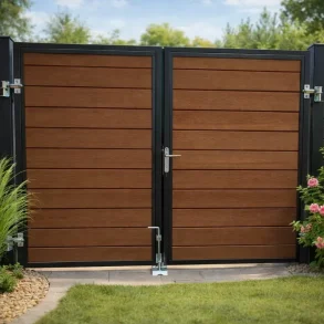 Nice pulverlakeret brun dobbeltl�ge inkl. stolper 197x140cm (BxH)