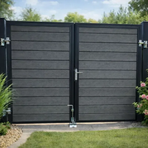 Nice pulverlakeret gr� dobbeltl�ge inkl. stolper 197x180cm (BxH)