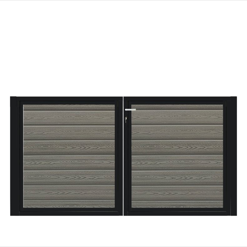 K2 komposit pulverlakeret sort dobbeltlge ex. stolper 200cm i bredden x den valgte hjde