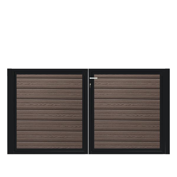 K2 komposit pulverlakeret sort dobbeltlge ex. stolper 200cm i bredden x den valgte hjde