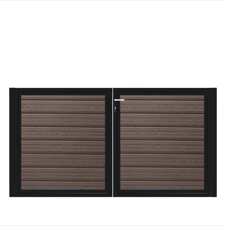 K2 komposit pulverlakeret sort dobbeltlge ex. stolper 200cm i bredden x den valgte hjde