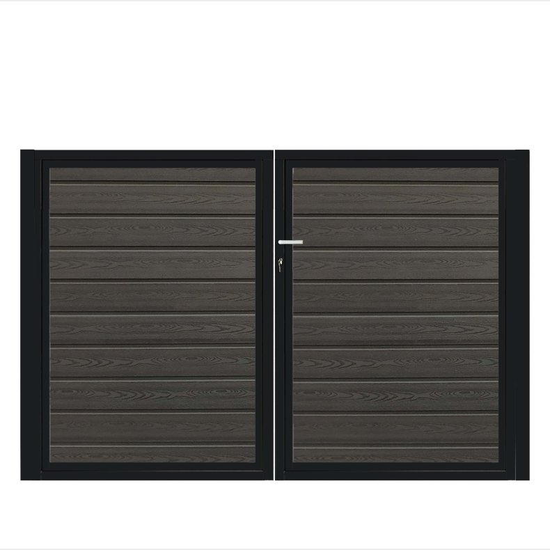 K2 komposit pulverlakeret sort dobbeltlge ex. stolper 200cm i bredden x den valgte hjde