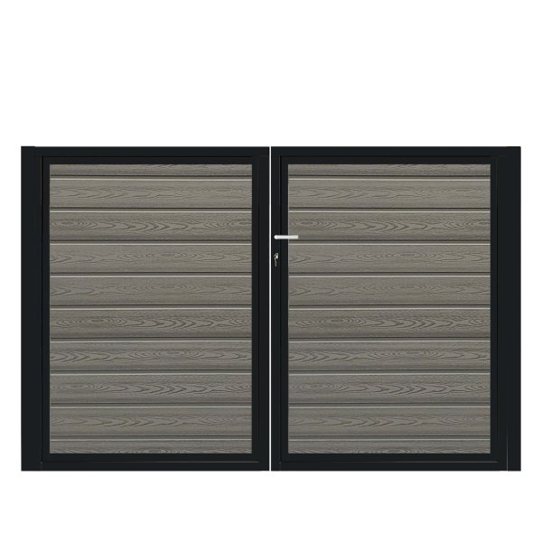 K2 komposit pulverlakeret sort dobbeltlge ex. stolper 200cm i bredden x den valgte hjde