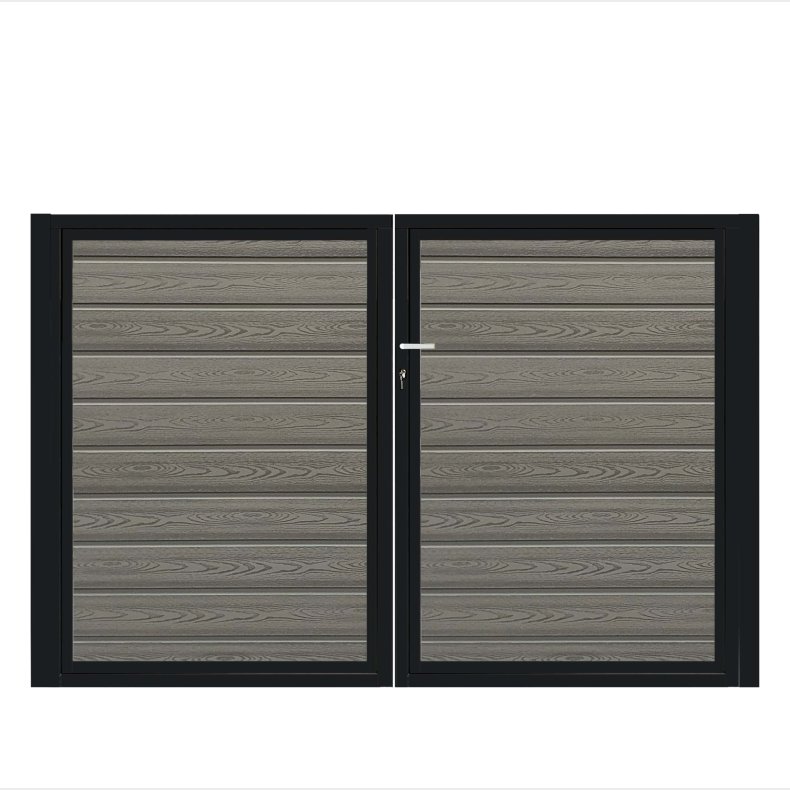 K2 komposit pulverlakeret sort dobbeltlge ex. stolper 200cm i bredden x den valgte hjde