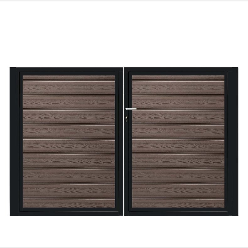 K2 komposit pulverlakeret sort dobbeltlge ex. stolper 200cm i bredden x den valgte hjde