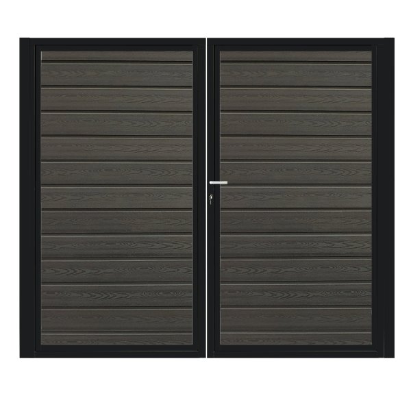 K2 komposit pulverlakeret sort dobbeltlge ex. stolper 200cm i bredden x den valgte hjde