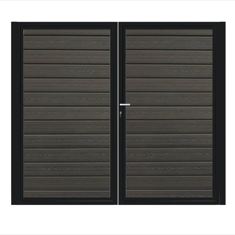 K2 komposit pulverlakeret sort dobbeltlge ex. stolper 200cm i bredden x den valgte hjde