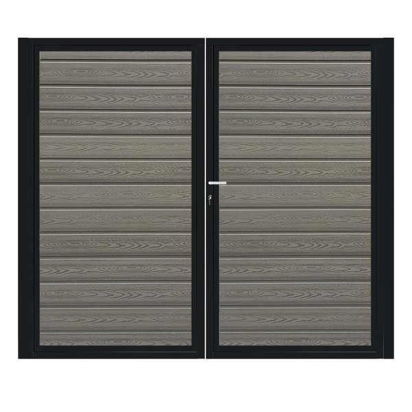 K2 komposit pulverlakeret sort dobbeltlge ex. stolper 200cm i bredden x den valgte hjde