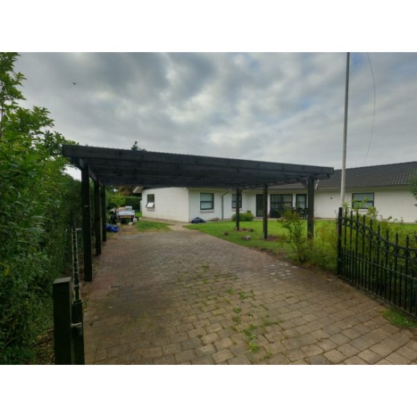 Slvklasse: Jmkiil dobbeltcarport med fladt tag i gr 603x505cm (BxL)