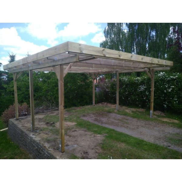 Dobbeltcarport med fladt tag – model “Bov” 500x510 cm - Bronzeklasse