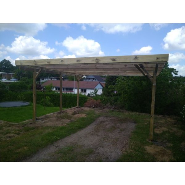Dobbeltcarport med fladt tag – model “Bov” 500x510 cm - Bronzeklasse