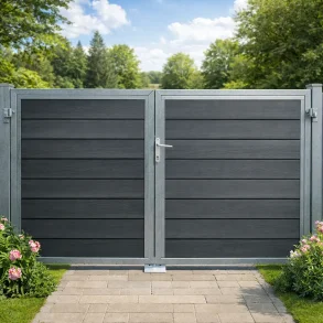 Nice dobbeltl�ge i gr� med l�s inkl. stolper 300x140cm (BxH)