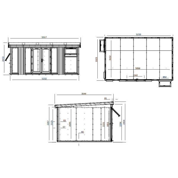 Dominator isoleret hjemmekontor 5,5x3,5m BxD på 19m2 - (model 4)