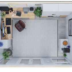 Dominator isoleret hjemmekontor 4,5x3,5m BxD på 15,75m2 - (model 3.1)