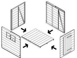 Udstillingsmodel kun til afhentning: Redskabsskur 4,7m2 i elementer model Hjemsted budget