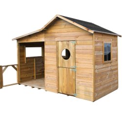 Legehus Ella med terrasse, kbmandsdisk og bnk  et hyggeligt samlingspunkt i haven 1,54m2 + 1,39m2