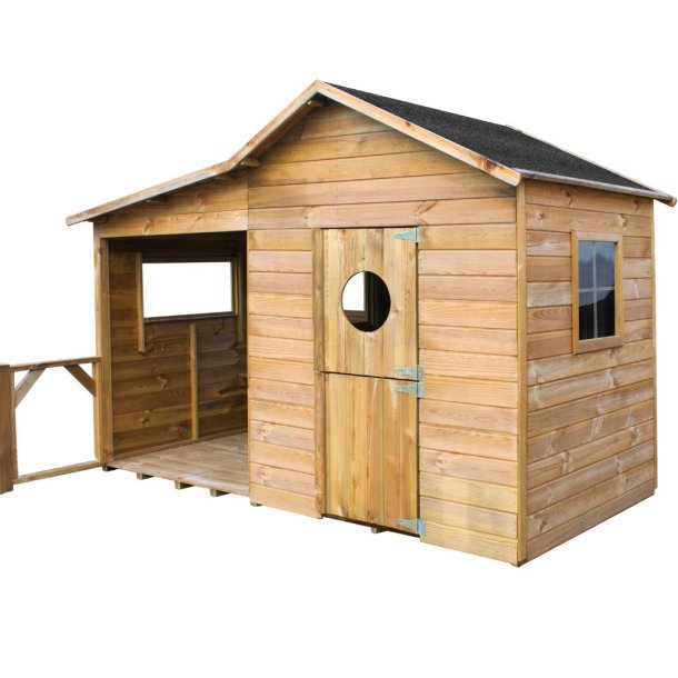 Legehus Ella  trlegehus med terrasse, bnk og kbmandsdisk